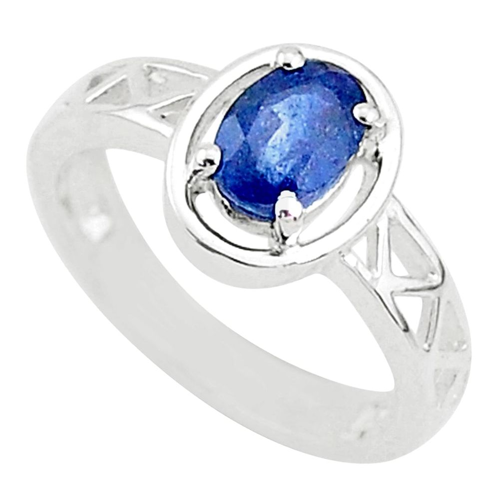 1.53cts solitaire natural blue sapphire 925 sterling silver ring size 6 t5218