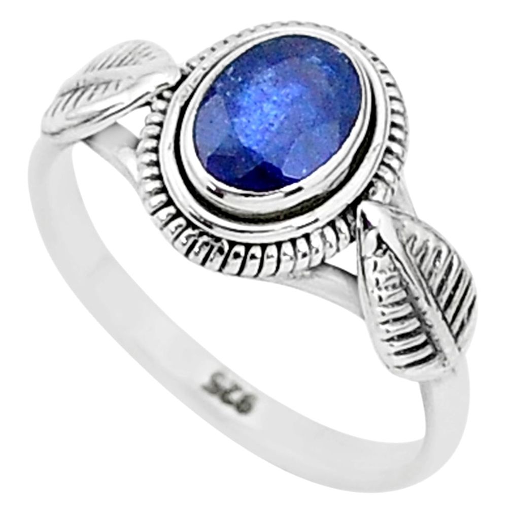 1.51cts solitaire natural blue sapphire 925 sterling silver ring size 6 t5482