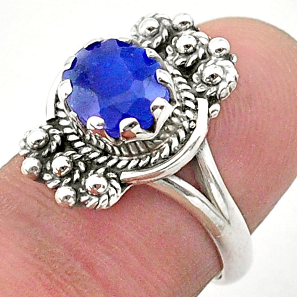 2.81cts solitaire natural blue sapphire 925 sterling silver ring size 7 t40652