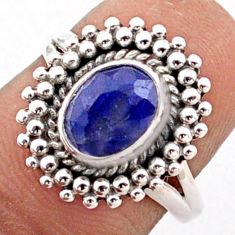 2.21cts solitaire natural blue sapphire 925 sterling silver ring size 7 t81728
