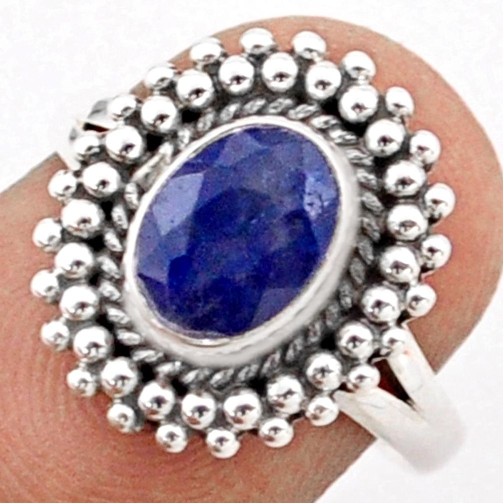 2.19cts solitaire natural blue sapphire 925 sterling silver ring size 7 t81750