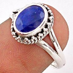 2.42cts solitaire natural blue sapphire 925 sterling silver ring size 7 t84368