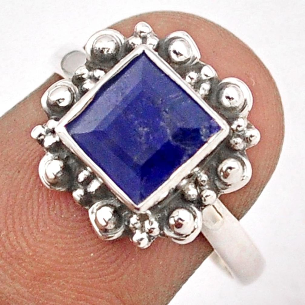 2.42cts solitaire natural blue sapphire 925 sterling silver ring size 7 t87869
