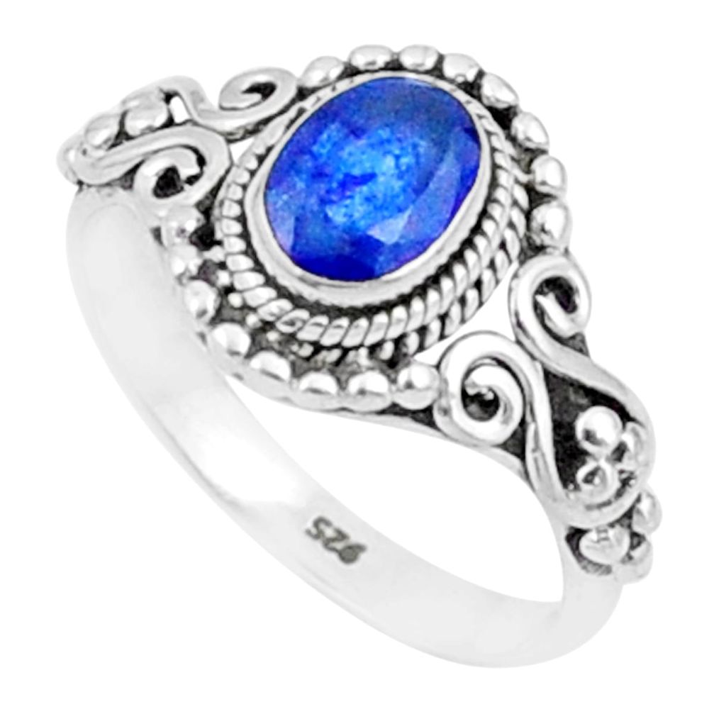 1.54cts solitaire natural blue sapphire 925 sterling silver ring size 7 u19862