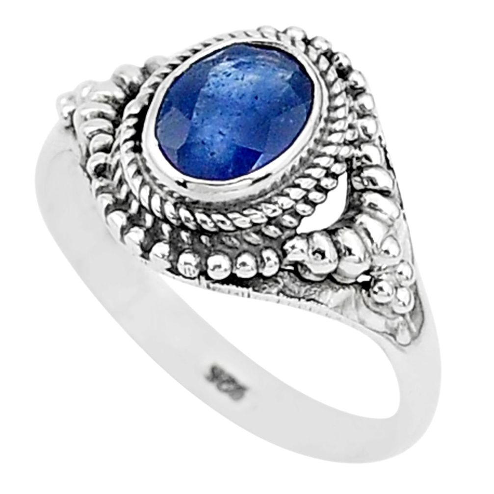 1.97cts solitaire natural blue sapphire 925 sterling silver ring size 8 t5299