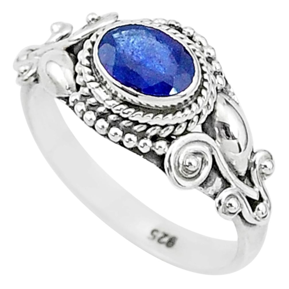 1.54cts solitaire natural blue sapphire 925 sterling silver ring size 8 t5492