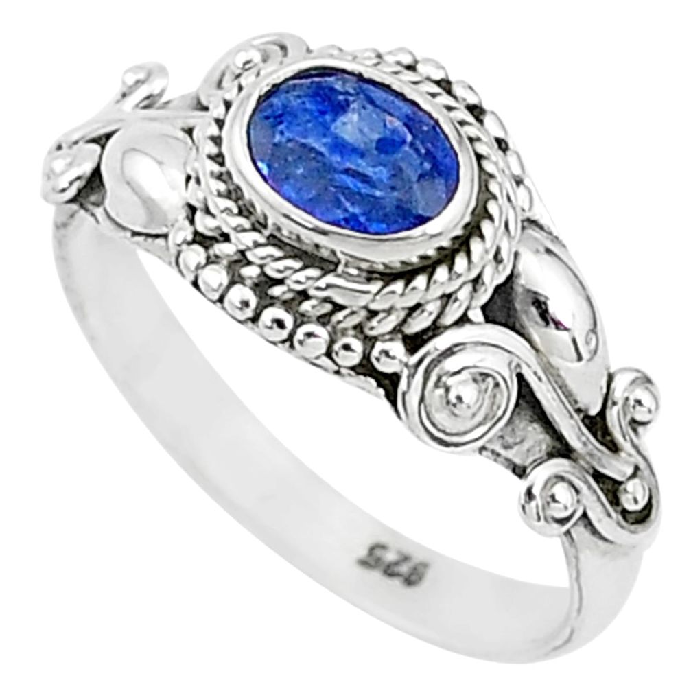 1.66cts solitaire natural blue sapphire 925 sterling silver ring size 8 t5493