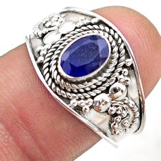 1.44cts solitaire natural blue sapphire 925 sterling silver ring size 8 t75380