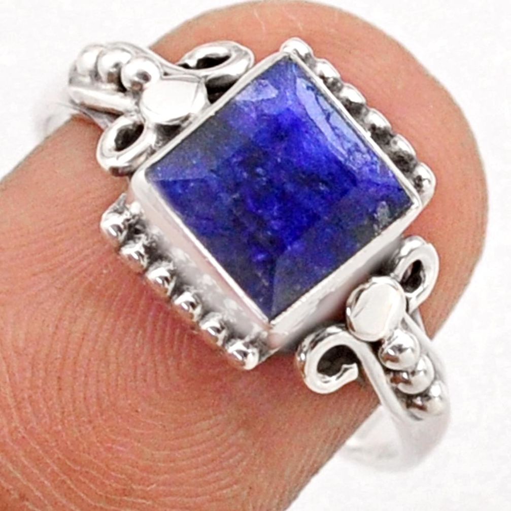 2.44cts solitaire natural blue sapphire 925 sterling silver ring size 8 t79711