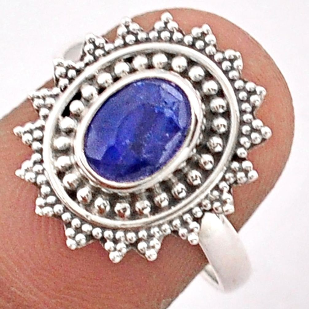 1.96cts solitaire natural blue sapphire 925 sterling silver ring size 8 t84256