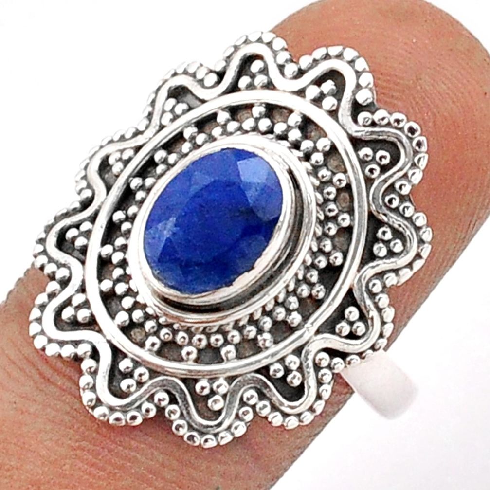 2.01cts solitaire natural blue sapphire 925 sterling silver ring size 8 t84565