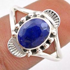 3.12cts solitaire natural blue sapphire 925 sterling silver ring size 8 t86713
