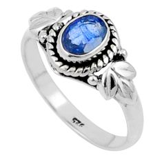 1.47cts solitaire natural blue sapphire 925 sterling silver ring size 8 u19662