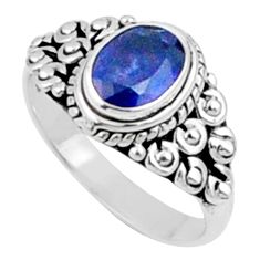1.46cts solitaire natural blue sapphire 925 sterling silver ring size 8 u19677