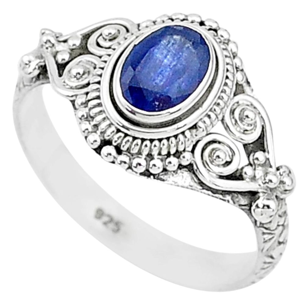 1.41cts solitaire natural blue sapphire 925 sterling silver ring size 9 t5486