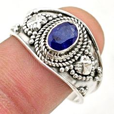 1.47cts solitaire natural blue sapphire 925 sterling silver ring size 9 t75744