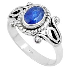 1.56cts solitaire natural blue sapphire 925 sterling silver ring size 9 u19664