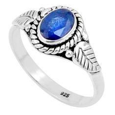 1.51cts solitaire natural blue sapphire 925 sterling silver ring size 9 u19682