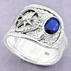 1.51cts solitaire natural blue sapphire 925 sterling silver ring size 8.5 t32413