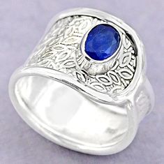 1.46cts solitaire natural blue sapphire 925 sterling silver ring size 7.5 t32420