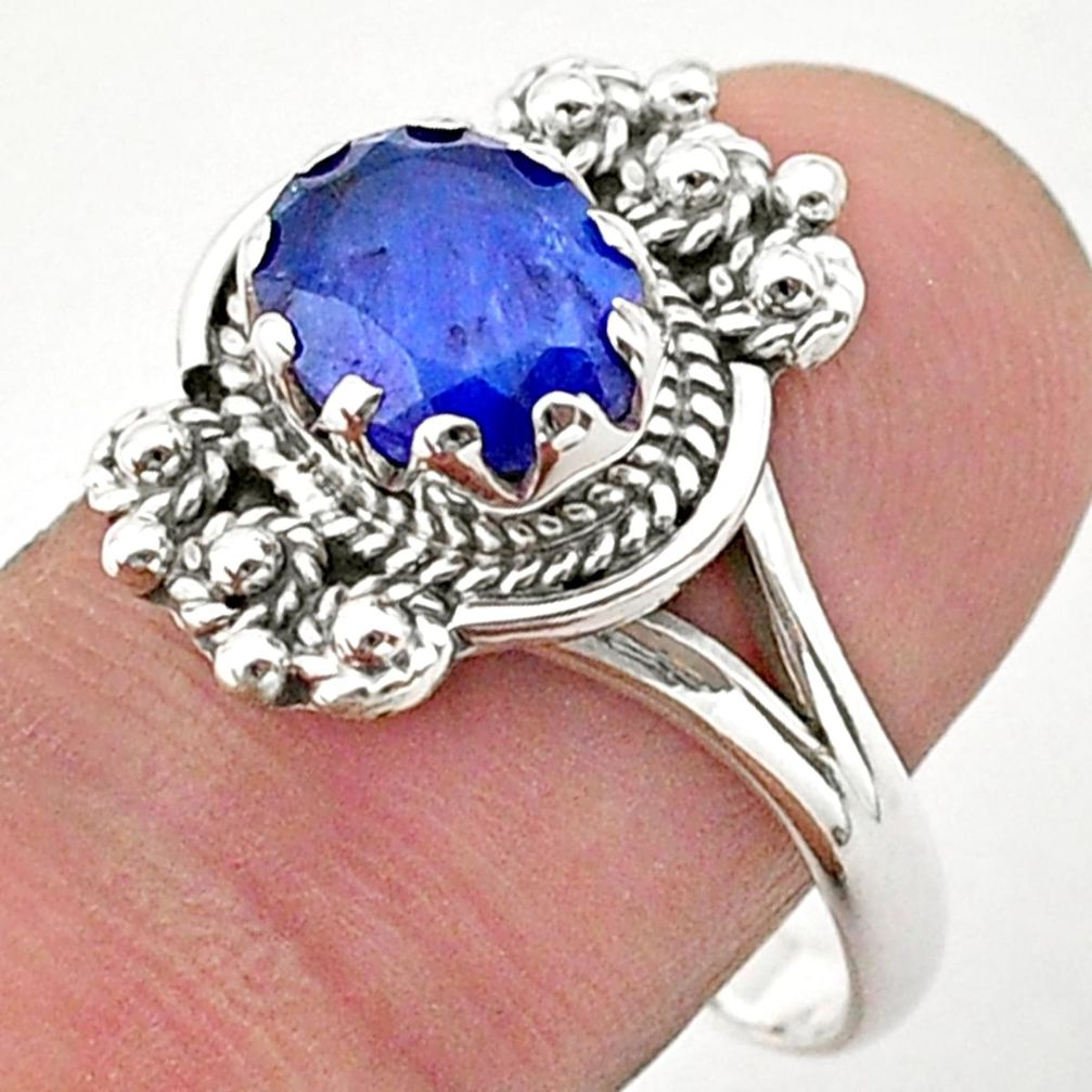 2.98cts solitaire natural blue sapphire 925 sterling silver ring size 9.5 t40651