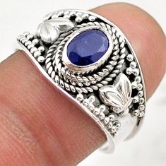 1.45cts solitaire natural blue sapphire 925 sterling silver ring size 8.5 t75371