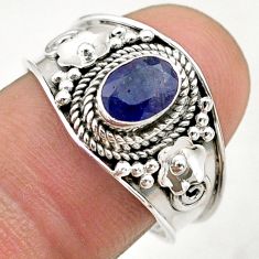 1.56cts solitaire natural blue sapphire 925 sterling silver ring size 8.5 t75373
