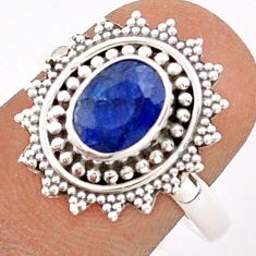 2.09cts solitaire natural blue sapphire 925 sterling silver ring size 8.5 t84261