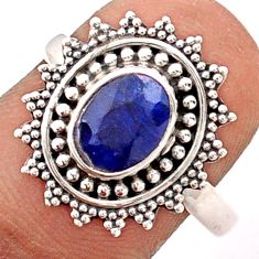 2.21cts solitaire natural blue sapphire 925 sterling silver ring size 8.5 t84309