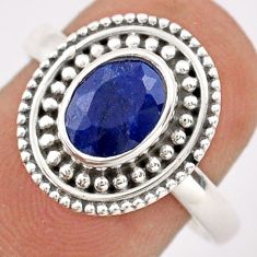 2.08cts solitaire natural blue sapphire 925 sterling silver ring size 8.5 t84329