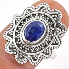 2.02cts solitaire natural blue sapphire 925 sterling silver ring size 8.5 t84596