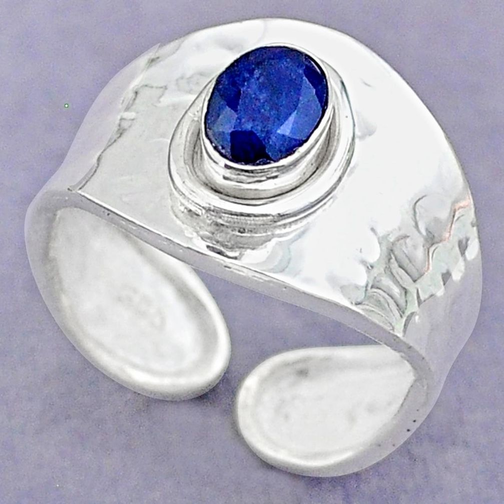 1.54cts solitaire natural blue sapphire adjustable ring size 8 t32147