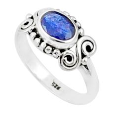 1.42cts solitaire natural blue sapphire oval 925 silver ring size 5 u19868