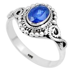 1.56cts solitaire natural blue sapphire oval sterling silver ring size 7 u19683