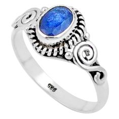 1.47cts solitaire natural blue sapphire oval sterling silver ring size 8 u19665