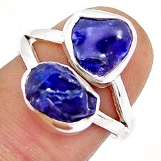 8.11cts solitaire natural blue sapphire rough fancy 925 silver ring size 7 y4212