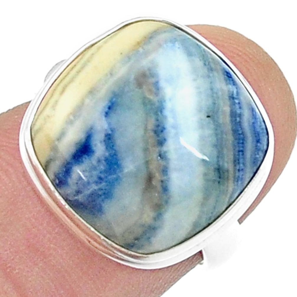 11.20cts solitaire natural blue scheelite 925 silver ring jewelry size 6 u47753