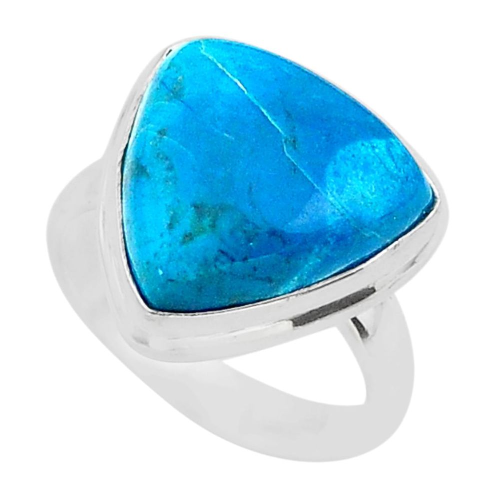 12.83cts solitaire natural blue shattuckite 925 silver ring size 7 t39377