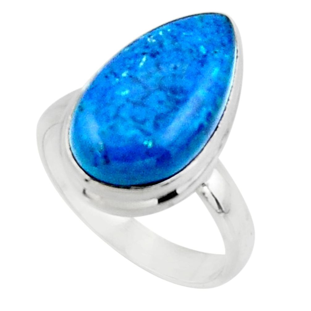 8.22cts solitaire natural blue shattuckite 925 silver ring size 8 r50644