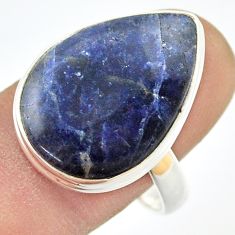 13.85cts solitaire natural blue sodalite 925 sterling silver cocktail ring size 10 u44187