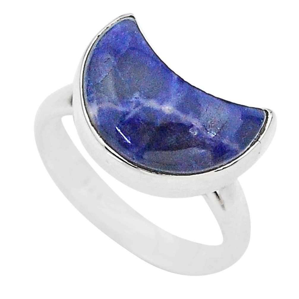 5.13cts moon natural blue sodalite 925 sterling silver ring size 7 t22057