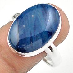 11.19cts solitaire natural blue swedish slag 925 silver ring size 11 u11941