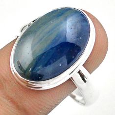 11.84cts solitaire natural blue swedish slag 925 silver ring size 11 u11945