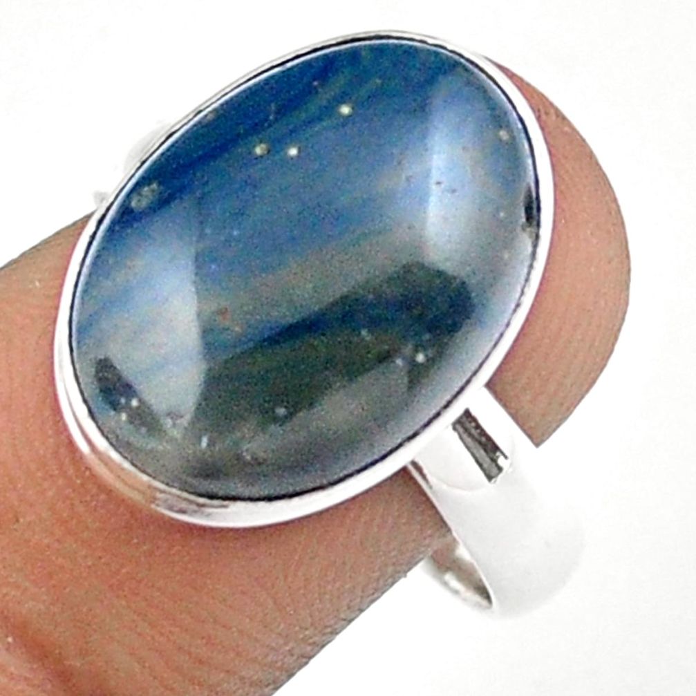 11.13cts solitaire natural blue swedish slag 925 silver ring size 9 u11955