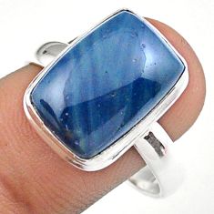 6.45cts solitaire natural blue swedish slag octagan silver ring size 10 u11967