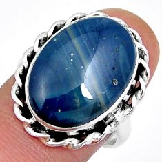 13.79cts solitaire natural blue swedish slag oval 925 silver ring size 8.5 y4105