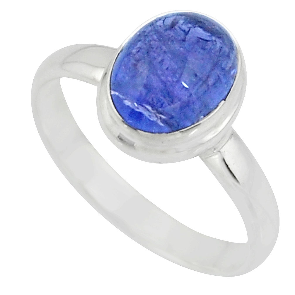 4.30cts solitaire natural blue tanzanite 925 silver ring jewelry size 9.5 r51186