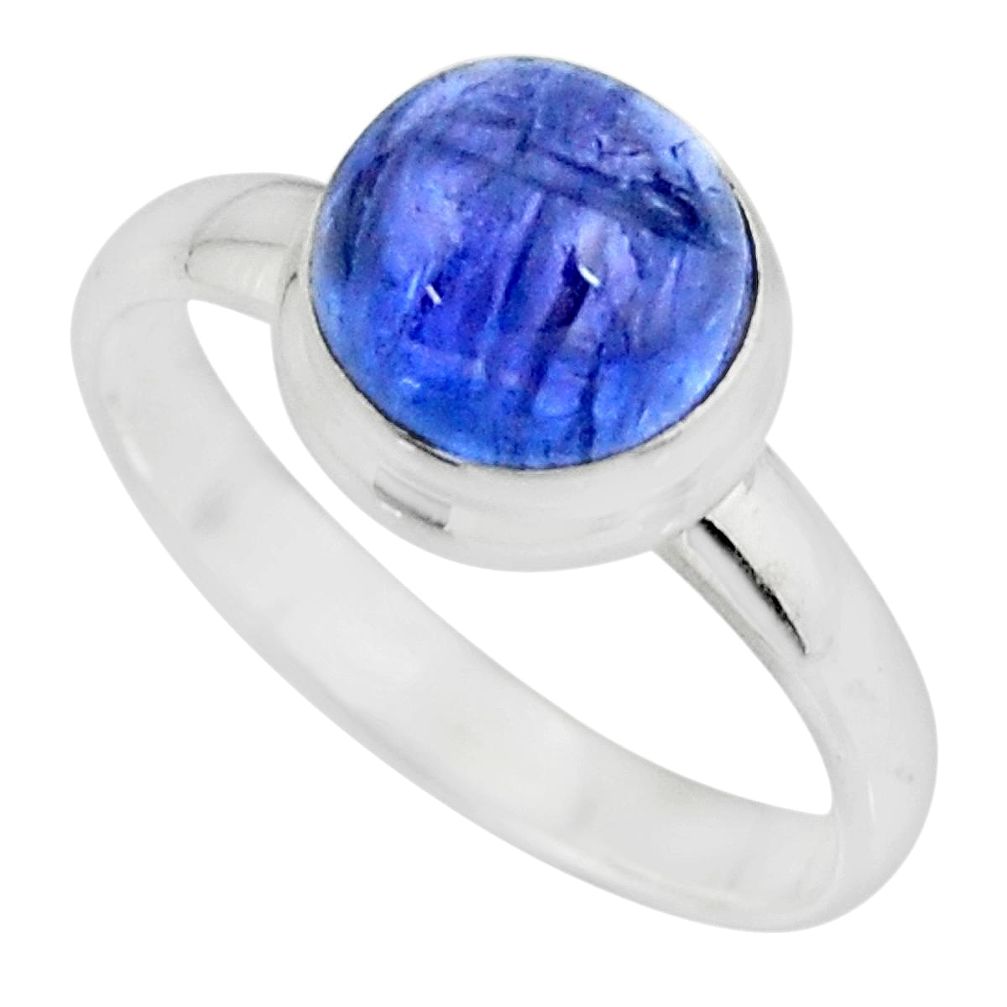 5.11cts solitaire natural blue tanzanite 925 silver ring jewelry size 9.5 r51189