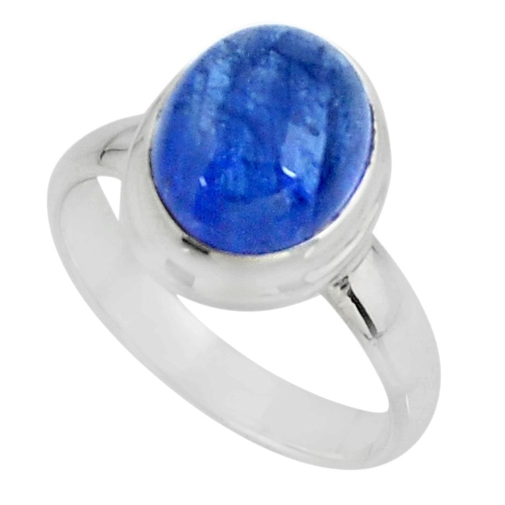 4.47cts solitaire natural blue tanzanite 925 sterling silver ring size 6 r51198