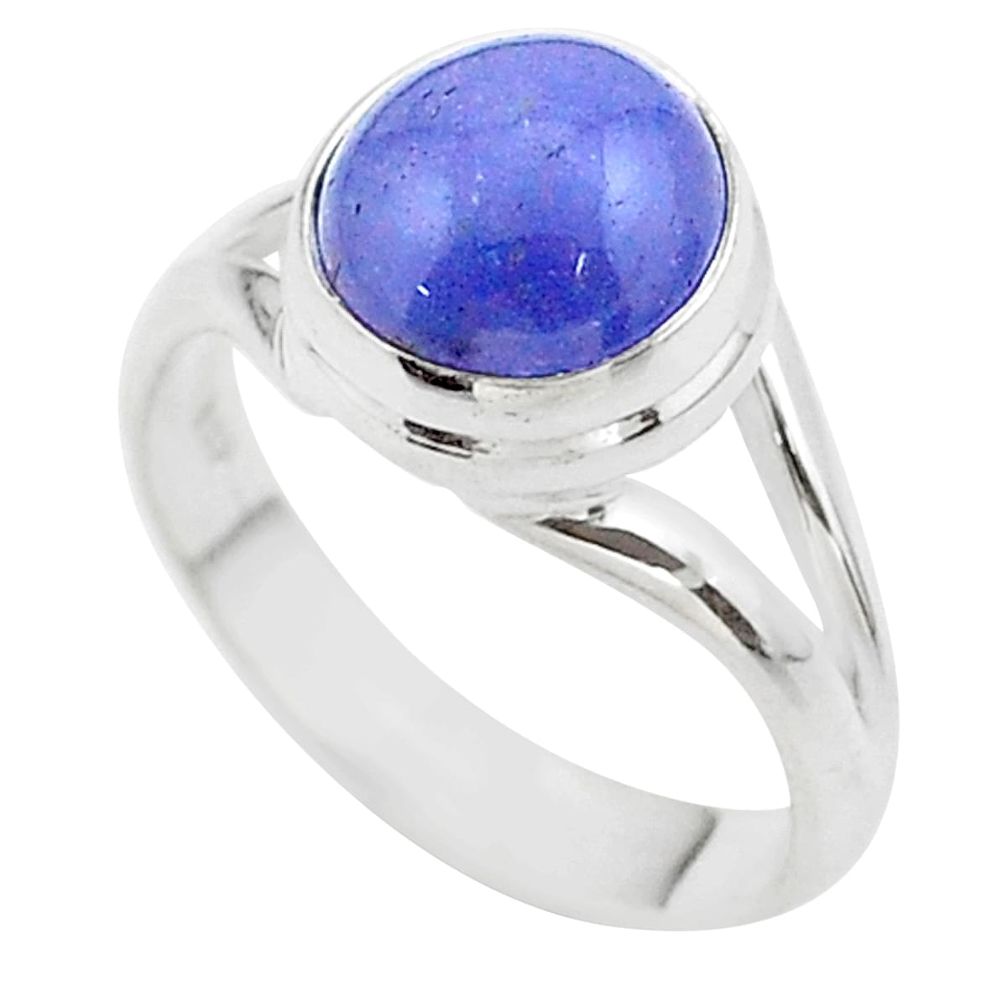 5.30cts solitaire natural blue tanzanite 925 sterling silver ring size 7 t44704